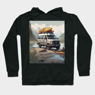 Van life, overlanding by the river in Alaska Hoodie